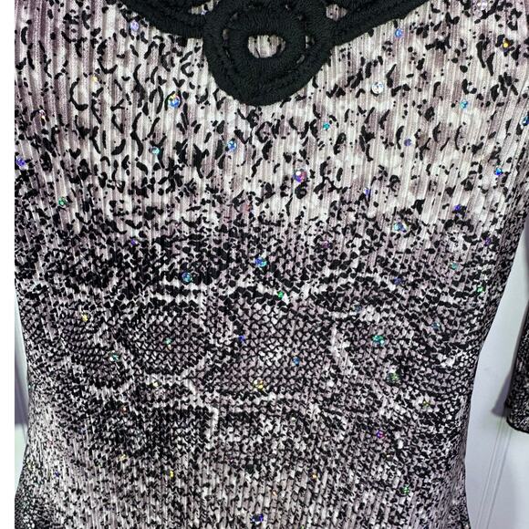 Vintage y2k small women snakeskin black babydoll rhinestone glam whimsygoth lace - Picture 5 of 10